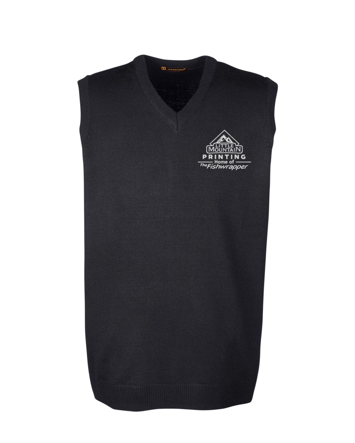 Variant Image for M415 - Harriton Men's Pilbloc™ V-Neck Sweater Vest - LMP - 1 Color - White - Website Little Mountain Printing