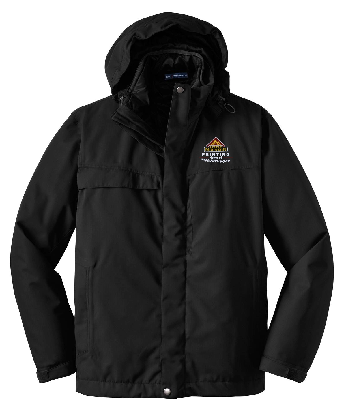 Variant Image for J302 - Port Authority® Herringbone 3-in-1 Parka. - LMP - 3 Color - Maroon,White,Gold - Website Little Mountain Printing