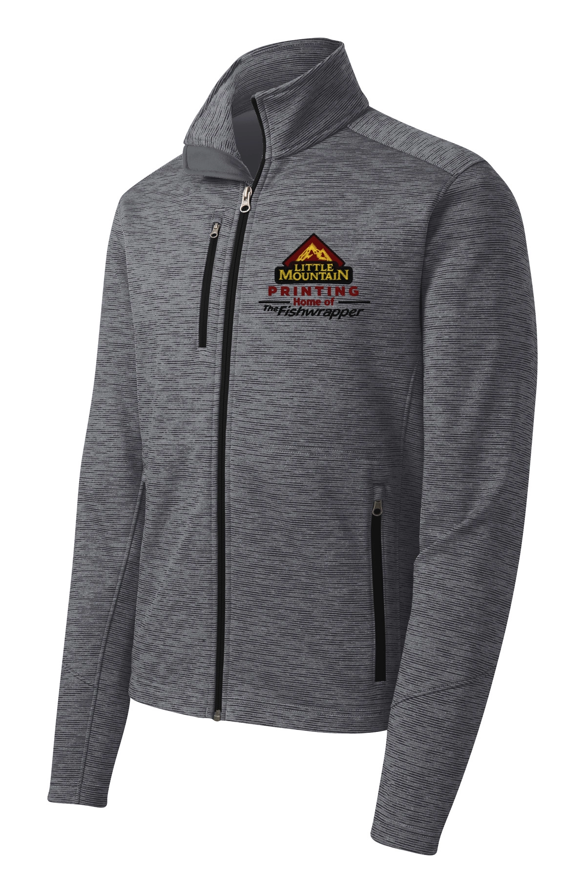 Variant Image for F231 - Port Authority® Digi Stripe Fleece Jacket. - LMP - 3 Color - Maroon,Black,Gold - Website Little Mountain Printing