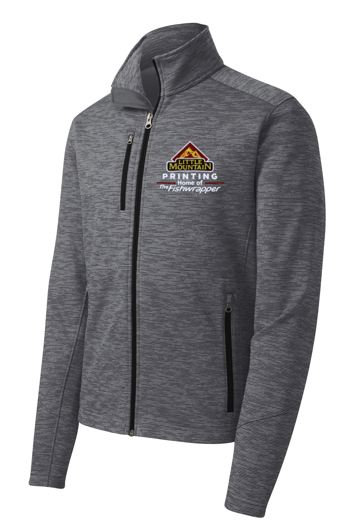 Variant Image for F231 - Port Authority® Digi Stripe Fleece Jacket. - LMP - 3 Color - Maroon,White,Gold - Website Little Mountain Printing