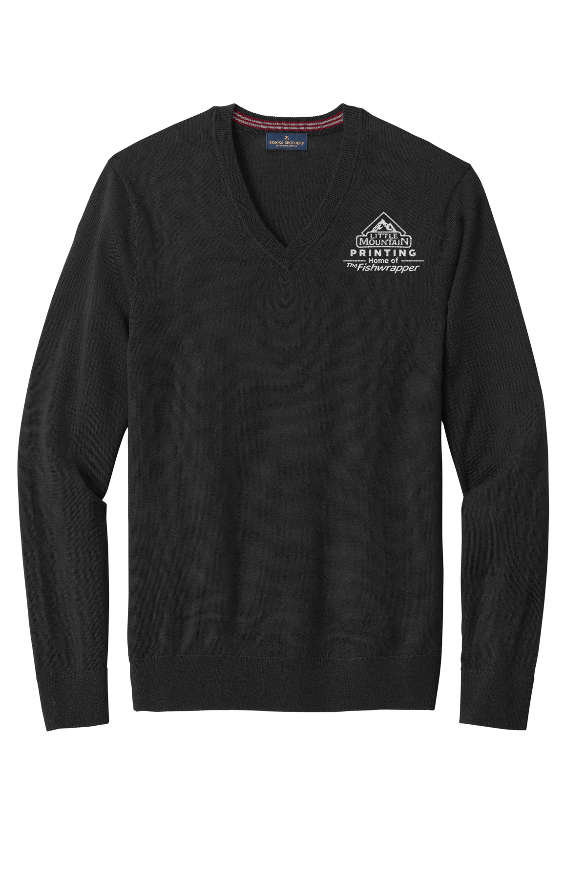 Variant Image for BB18410 - Brooks Brothers ® Washable Merino V-Neck Sweater - LMP - 1 Color - White - Website Little Mountain Printing