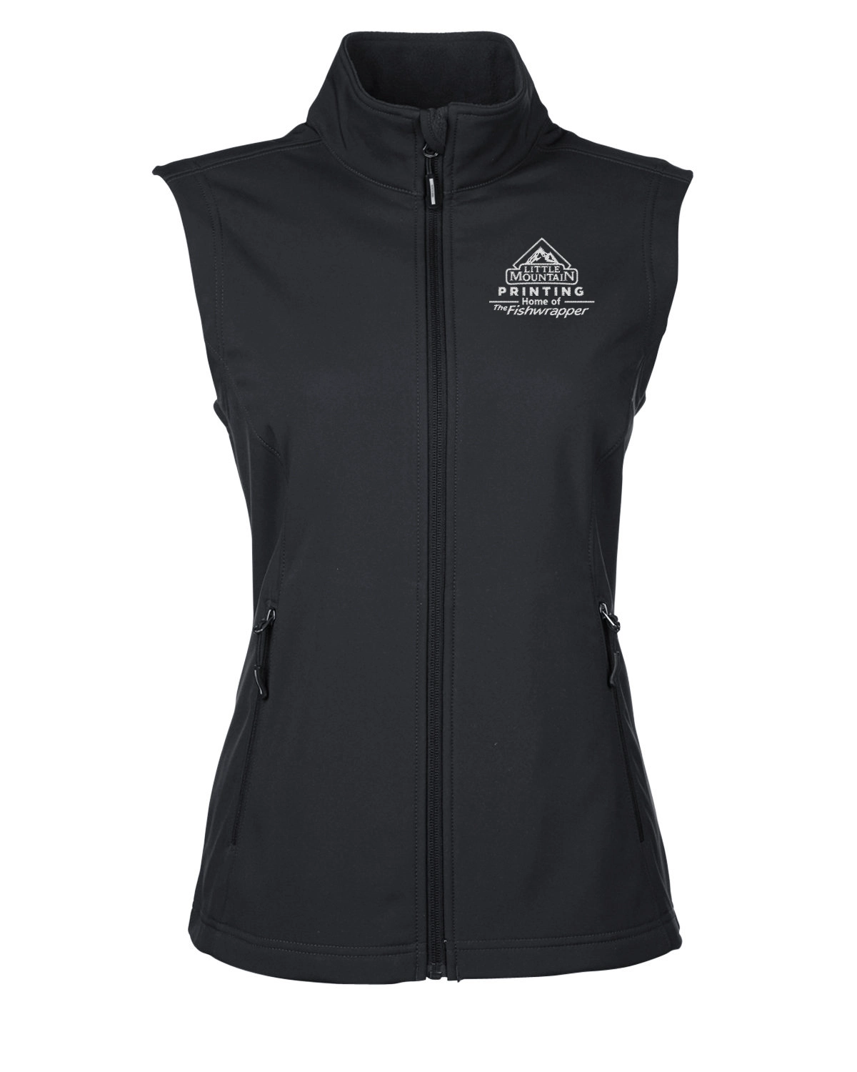 Variant Image for CE701W  - CORE365 Ladies' Cruise Two-Layer Fleece Bonded Soft Shell Vest - LMP - 1 Color - White - Website Little Mountain Printing