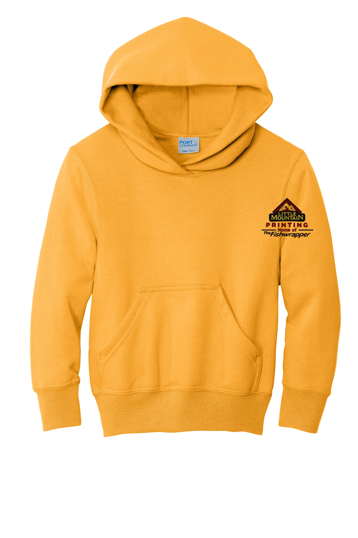 Variant Image for PC90YH - Port & Company® Youth Core Fleece Pullover Hooded Sweatshirt - LMP - 3-Color Black - Website Little Mountain Printing