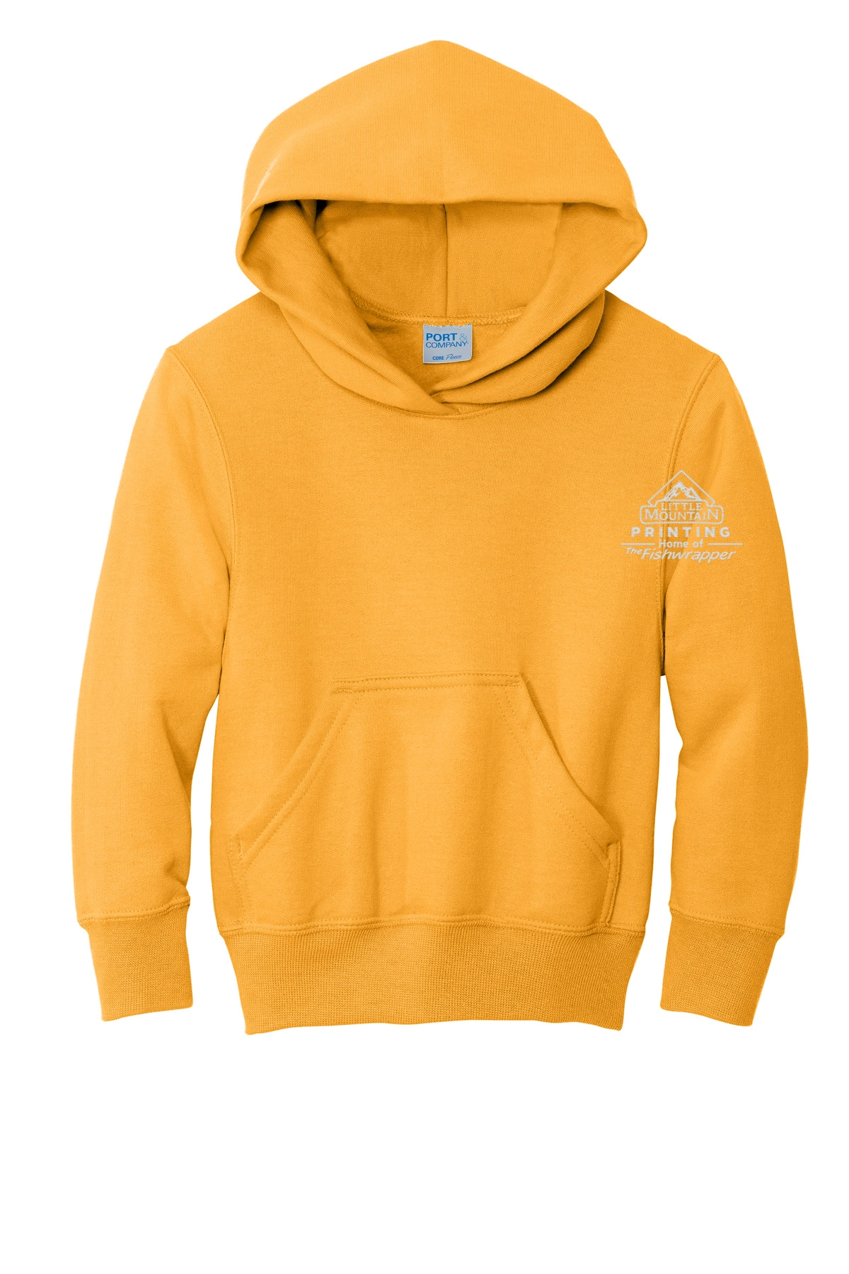 Variant Image for PC90YH - Port & Company® Youth Core Fleece Pullover Hooded Sweatshirt - LMP - 1 Color - White - Website Little Mountain Printing