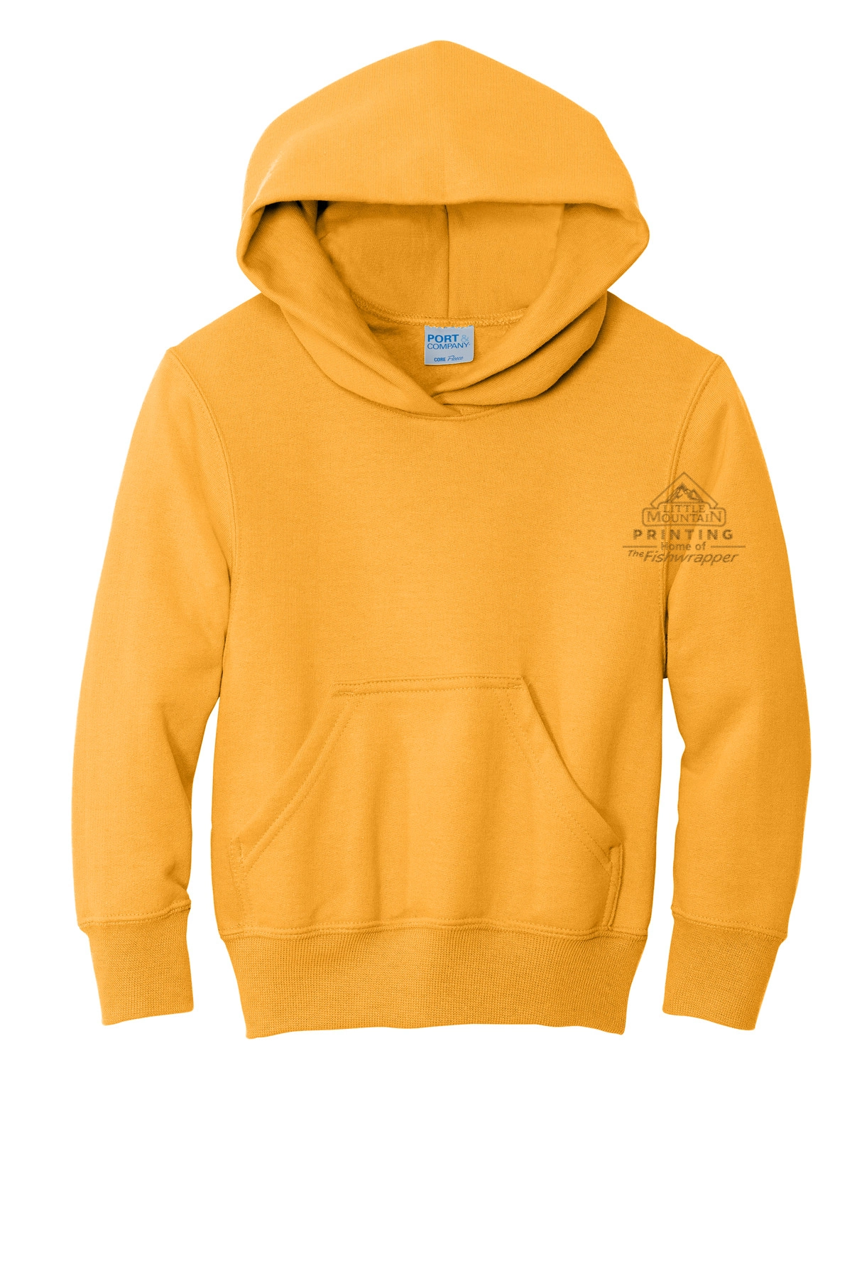 Variant Image for PC90YH - Port & Company® Youth Core Fleece Pullover Hooded Sweatshirt - LMP - 1 Color - Tone on Tone - Website Little Mountain Printing