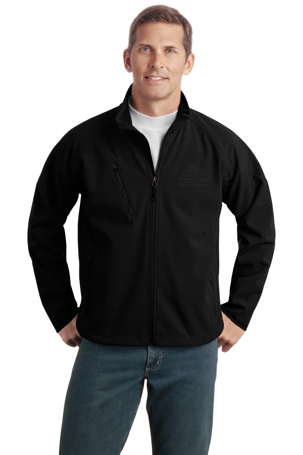 Variant Image for TLJ705 - Port Authority® Tall Textured Soft Shell Jacket - LMP - 1 Color - Black - Website Little Mountain Printing