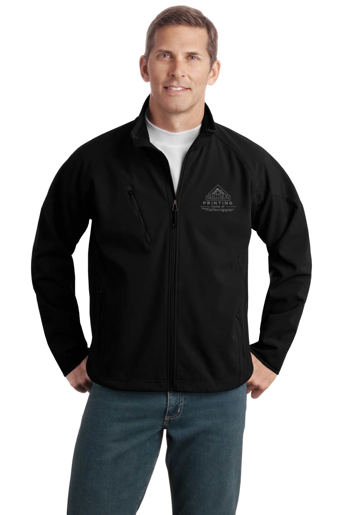 Variant Image for TLJ705 - Port Authority® Tall Textured Soft Shell Jacket - LMP - 1 Color - Tone on Tone - Website Little Mountain Printing