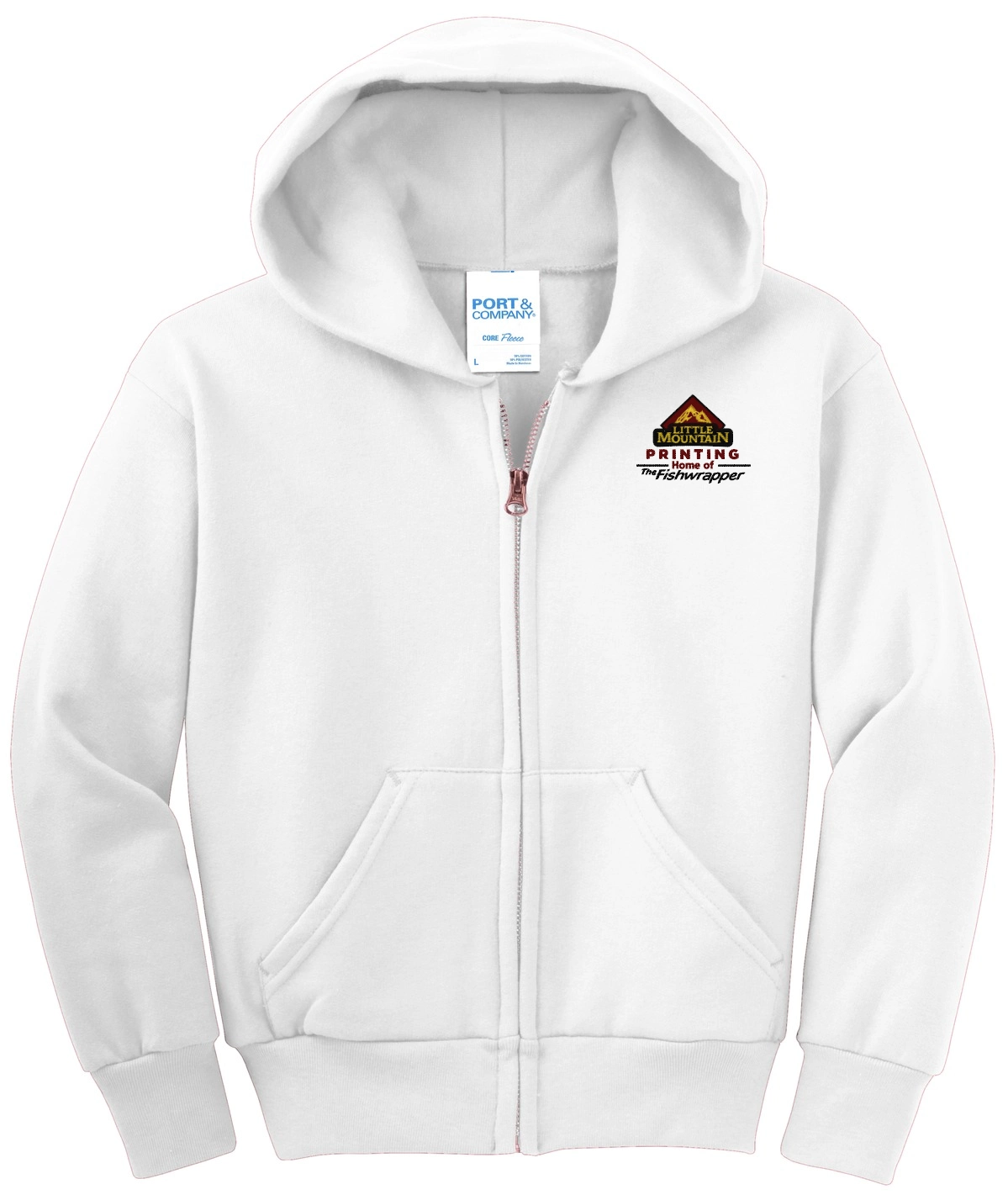 Variant Image for PC90YZH - Port & Company® Youth Core Fleece Full-Zip Hooded Sweatshirt - LMP - 3-Color Black - Website Little Mountain Printing