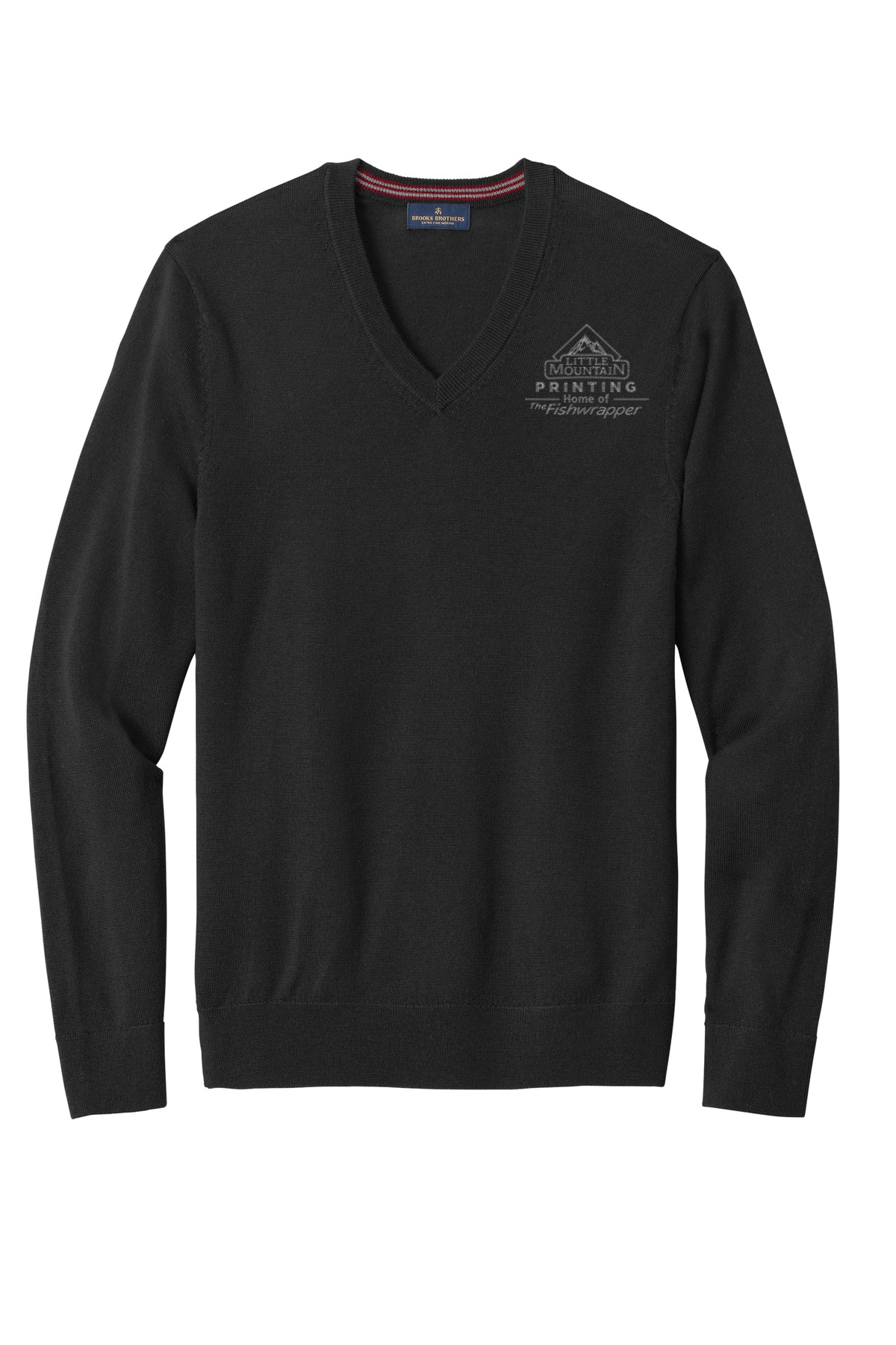 Variant Image for BB18410 - Brooks Brothers ® Washable Merino V-Neck Sweater - LMP - 1 Color - Two Tone - Website Little Mountain Printing