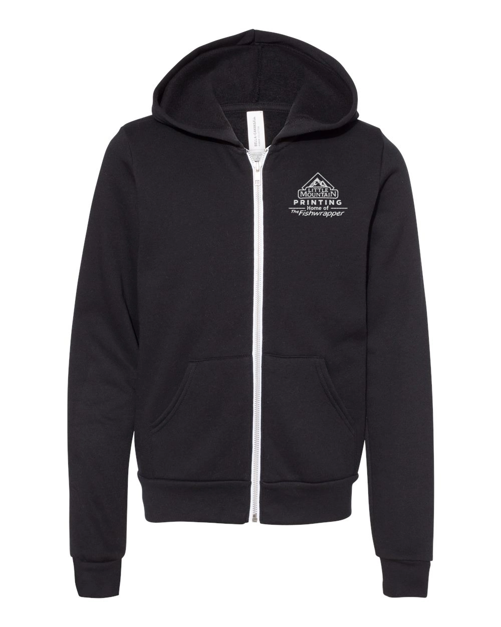 Variant Image for BC3739Y - Bella + Canvas Youth Sponge Fleece Full-Zip Hooded Sweatshirt - LMP - 1 Color - White - Website Little Mountain Printing