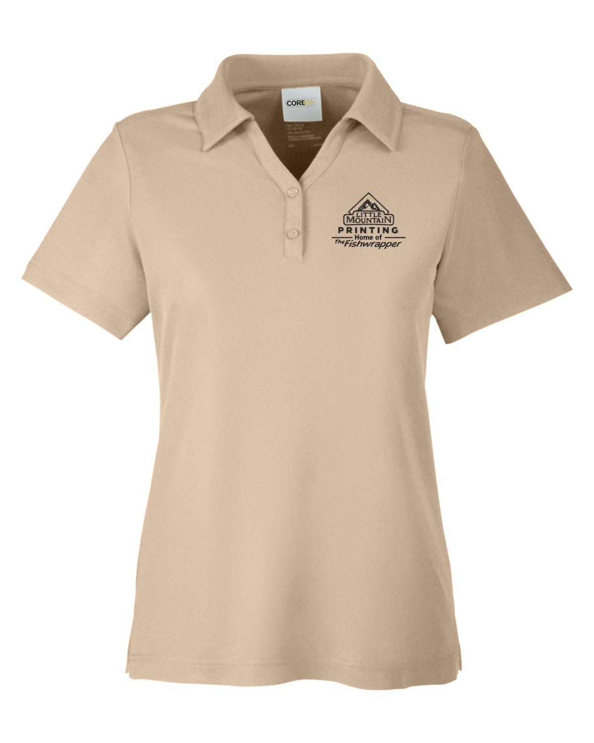 Variant Image for CE112W  - CORE365 Ladies' Fusion ChromaSoft™ Pique Polo - LMP - 1 Color - Black - Website Little Mountain Printing