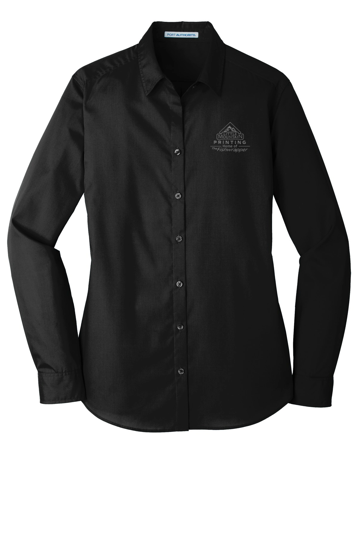Variant Image for LW100 - Port Authority® Women's Long Sleeve Carefree Poplin Shirt - LMP - 1 Color - Two Tone - Website Little Mountain Printing