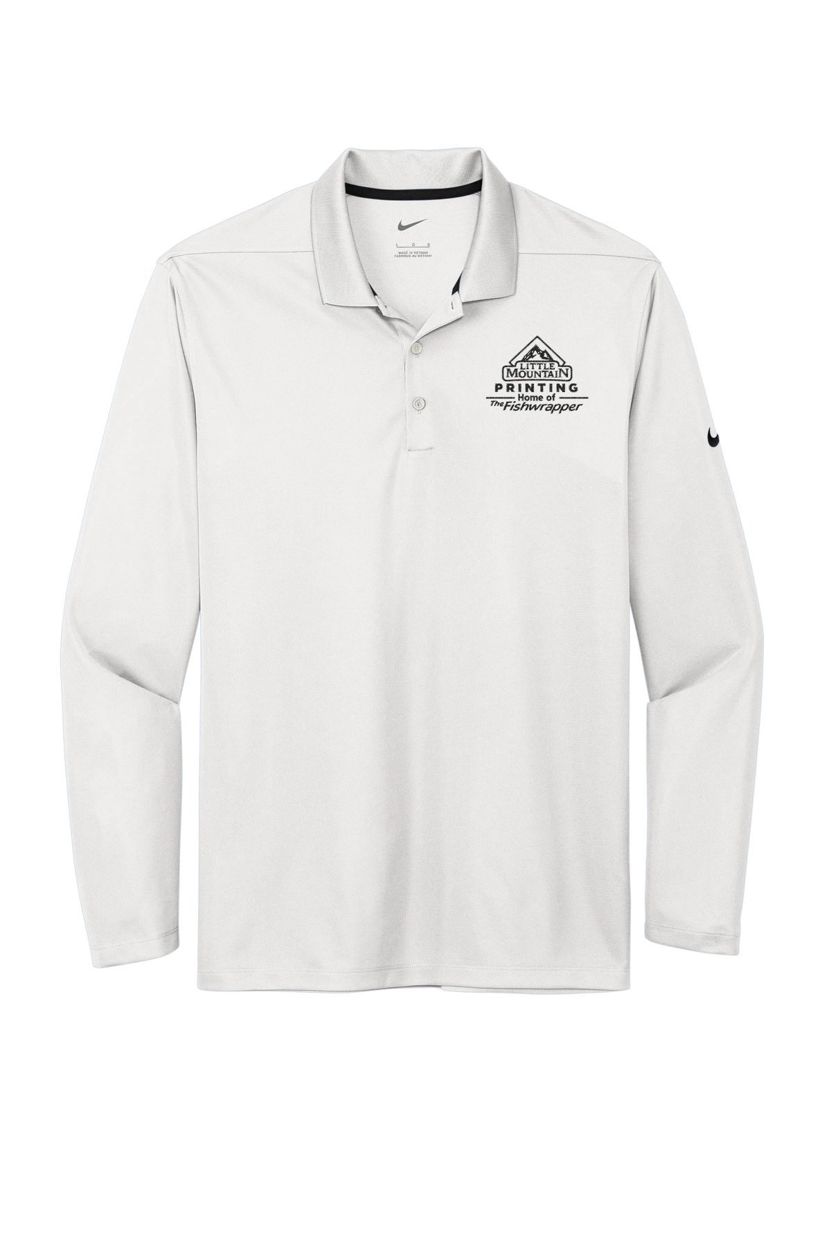 Variant Image for NKDC2104 - Nike Dri-FIT Micro Pique 2.0 Long Sleeve Polo - LMP - 1 Color - Black - Website Little Mountain Printing