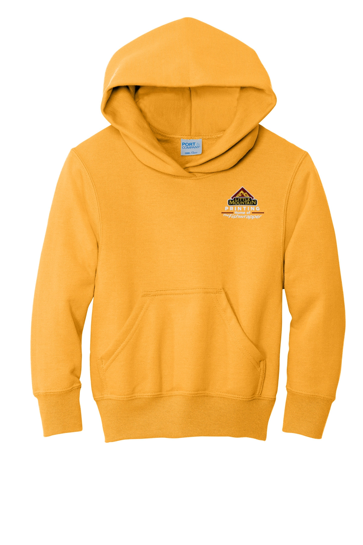 Variant Image for PC90YH - Port & Company® Youth Core Fleece Pullover Hooded Sweatshirt - LMP - 3 Color - Maroon,White,Gold - Website Little Mountain Printing