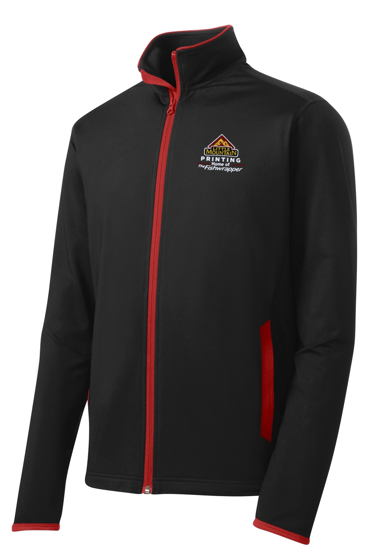 Variant Image for ST853 - Sport-Tek® Sport-Wick® Stretch Contrast Full-Zip Jacket. - LMP - 3 Color - Maroon,White,Gold - Website Little Mountain Printing