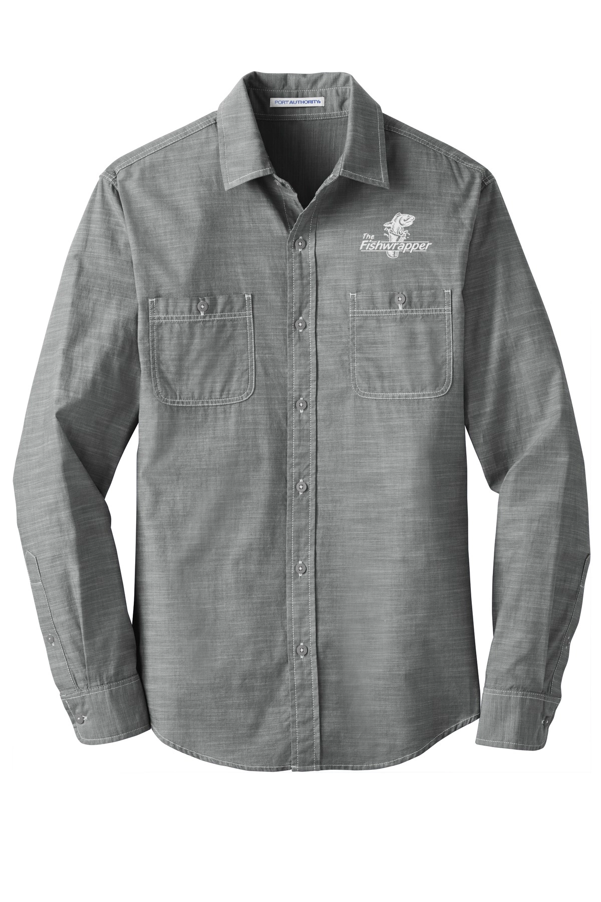 Variant Image for W380 - Port Authority® Slub Chambray Shirt. - FW - 1 Color White - Website Little Mountain Printing
