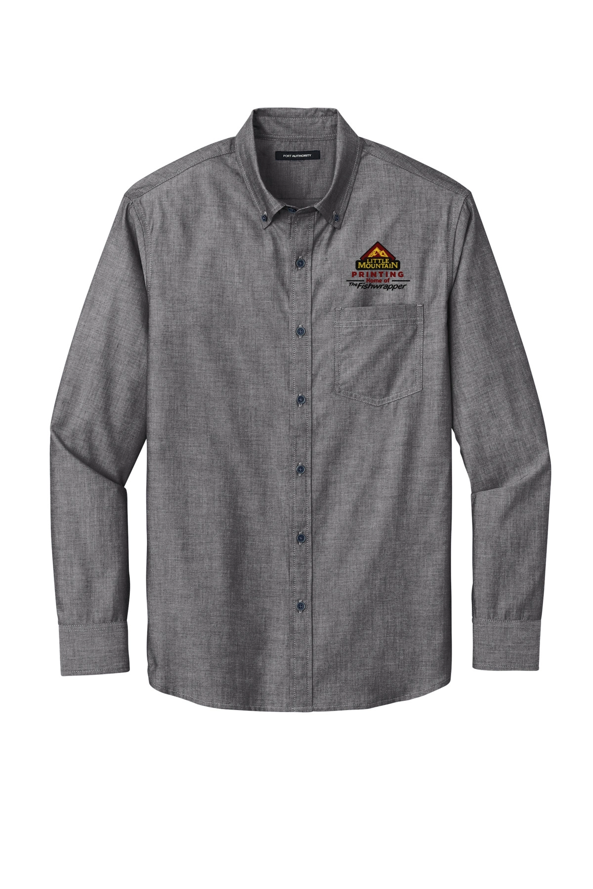 Variant Image for W382 - Port Authority® Long Sleeve Chambray Easy Care Shirt - LMP - 3 Color - Maroon,Black,Gold - Website Little Mountain Printing