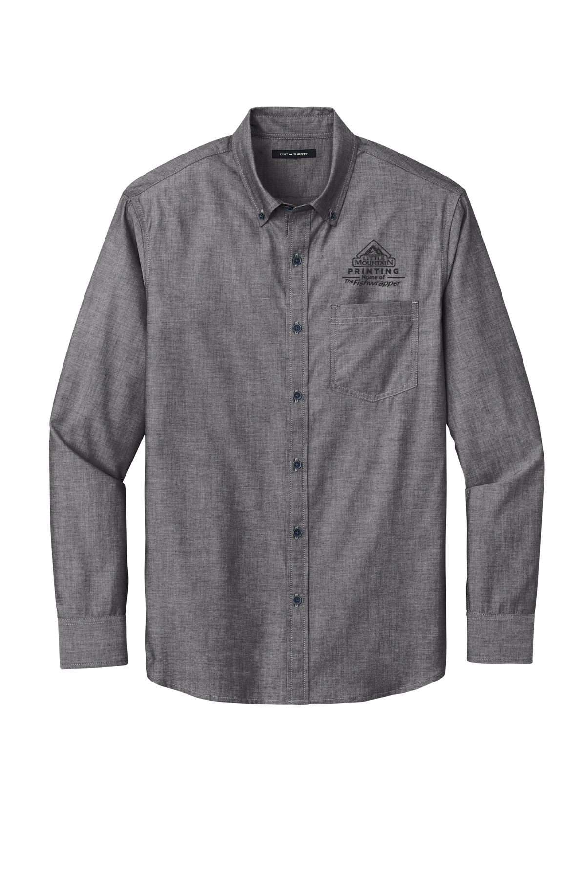 Variant Image for W382 - Port Authority® Long Sleeve Chambray Easy Care Shirt - LMP - 1 Color - Black - Website Little Mountain Printing