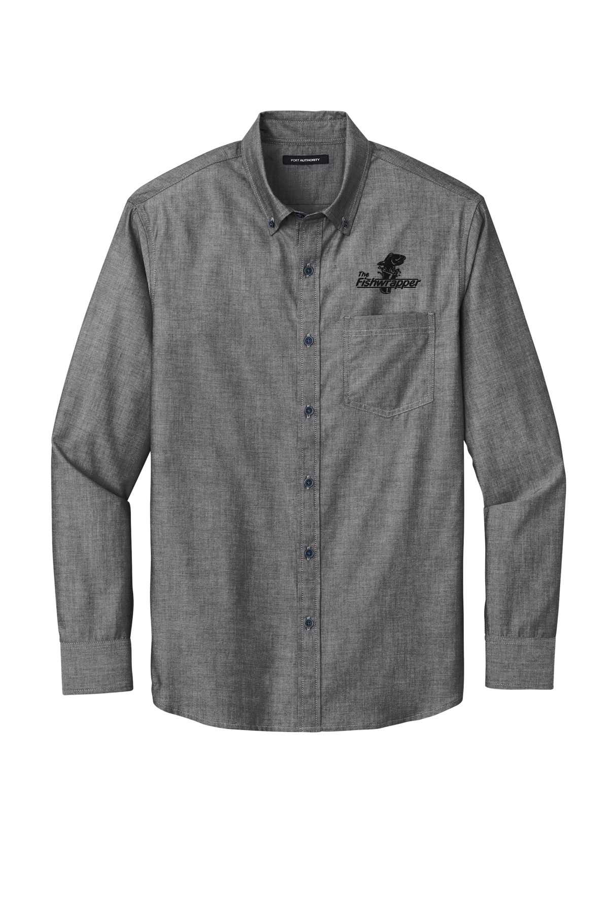 Variant Image for W382 - Port Authority® Long Sleeve Chambray Easy Care Shirt - FW - 1 Color Black - Website Little Mountain Printing