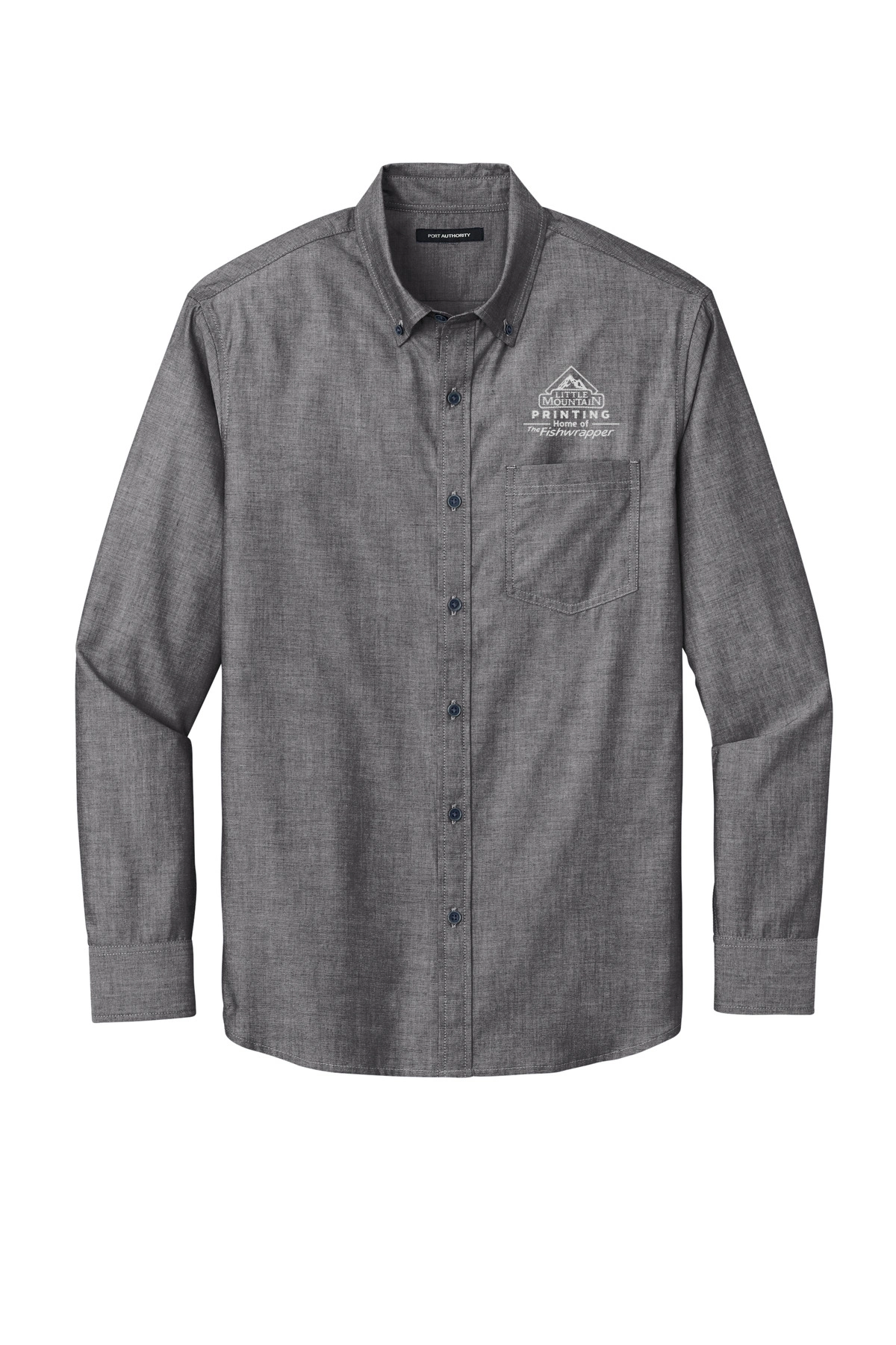 Variant Image for W382 - Port Authority® Long Sleeve Chambray Easy Care Shirt - LMP - 1 Color - White - Website Little Mountain Printing