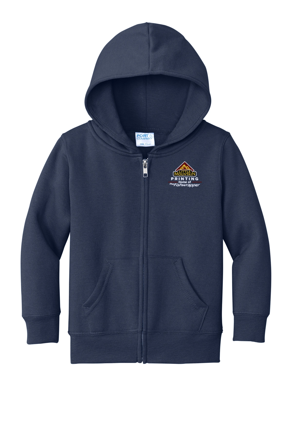 Variant Image for CAR78TZH - Port & Company® Toddler Core Fleece Full-Zip Hooded Sweatshirt - LMP - 3 Color - Maroon,White,Gold - Website Little Mountain Printing