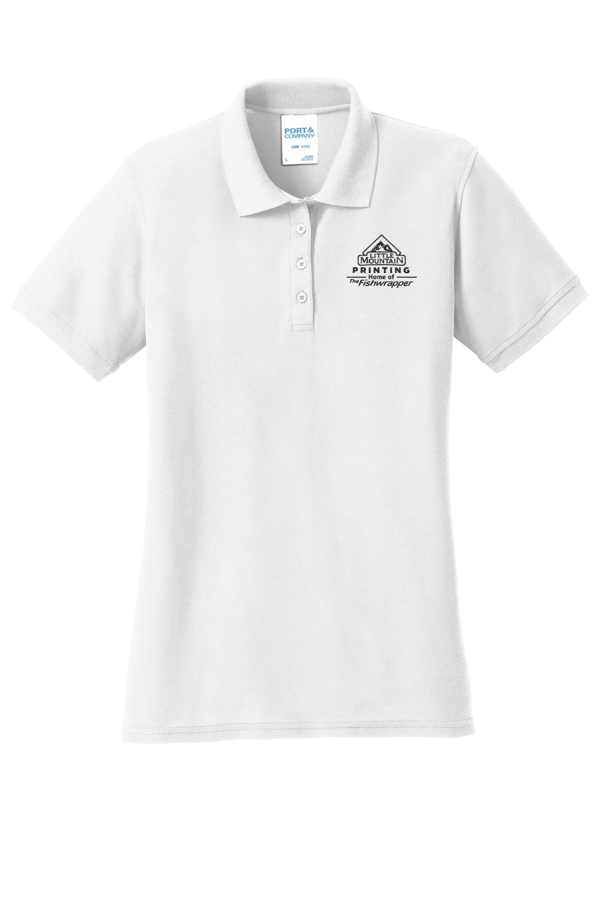 Variant Image for LKP155 - Port & Company® Women's Core Blend Pique Polo - LMP - 1 Color - Black - Website Little Mountain Printing