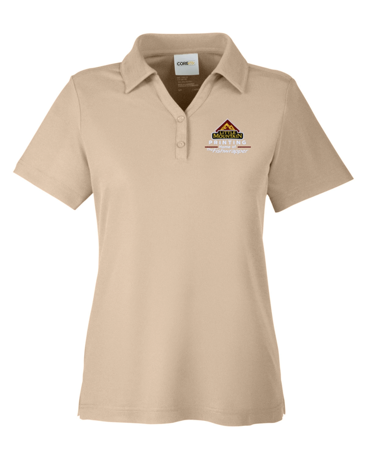 Variant Image for CE112W  - CORE365 Ladies' Fusion ChromaSoft™ Pique Polo - LMP - 3 Color - Maroon,White,Gold - Website Little Mountain Printing
