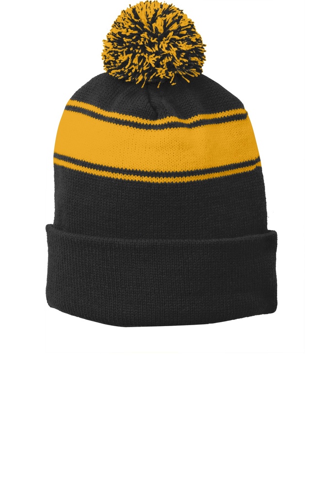 STC28 - Sport-Tek® - Stripe Pom Pom Beanie